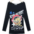 Moda Tela Impresso Custom Girl&#39;s Long Sleeve T Shirt